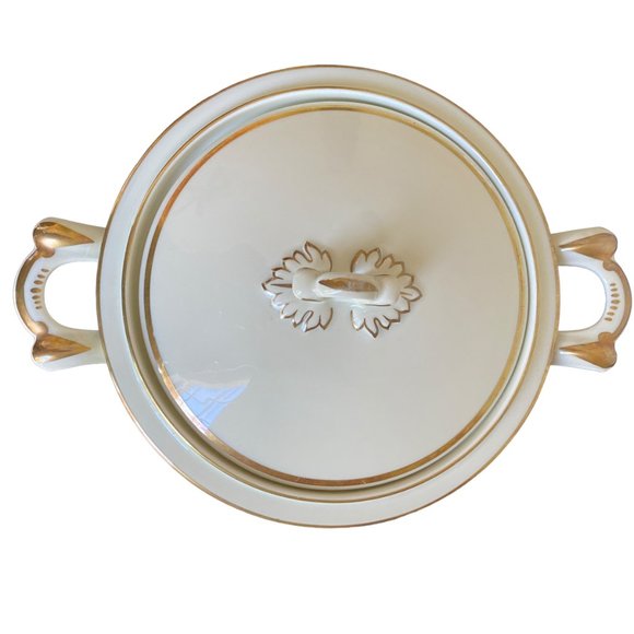 Antique CT Altwasser Ingeborg Cream Gold Rimmed Porcelain Covered Serving Dish - Picture 12 of 15